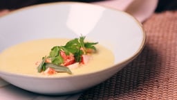 An Elegant Corn Soup with Lobster